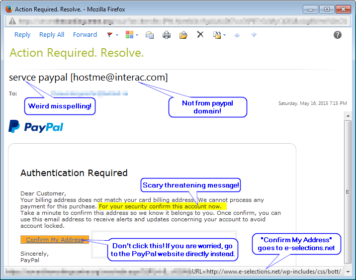 Fake Paypal Email