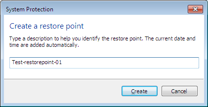 Name the restore point